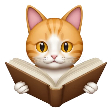 Cat reading white book sticker