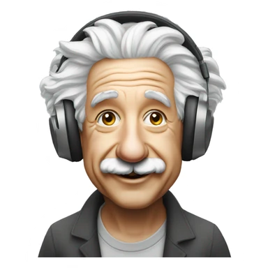 albert einstein happy listening music with just wireless headphones while walking somewhere sticker