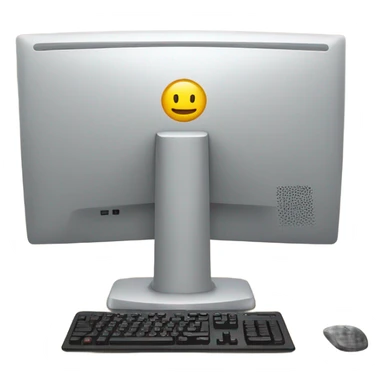 desktop computer on desk back view sticker