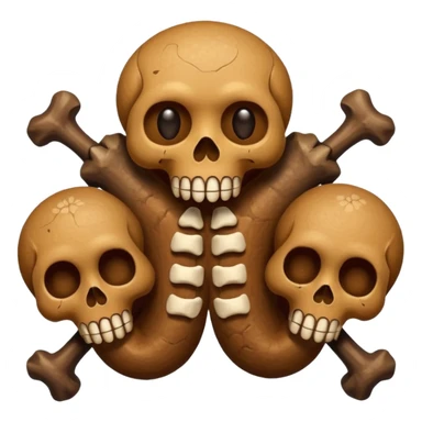 poop emoji with bones and 3 skulls sticker