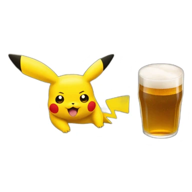 Pikachu en train de boire une bière  sticker