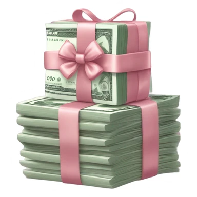 money stack with pink bow around  sticker