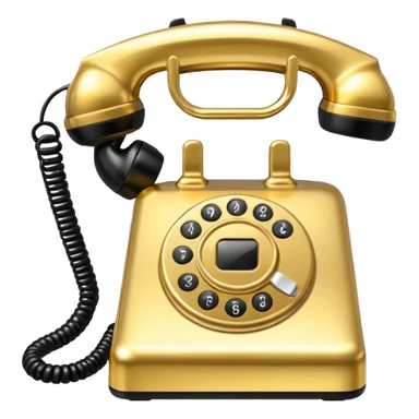 One single shiny Gold and black phone icon, png, no background, no border sticker