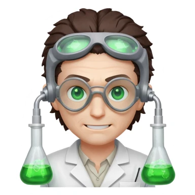 mutant scientist portrait, head and shoulders only, exposed glowing brain, broken goggles, evil smile, mad lab vibe, 3D cartoon, mobile game icon style, clean background, no text, no watermark

 sticker