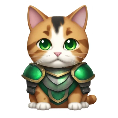Fat calico cat with emerald armor  sticker