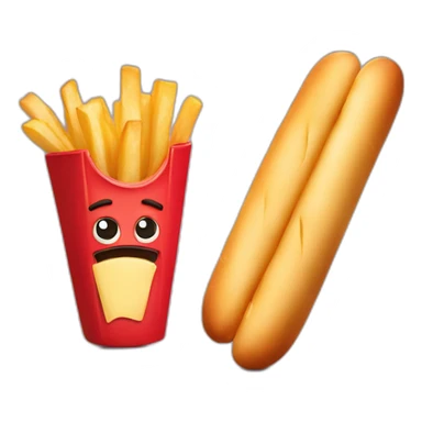 a french fry and a baguette duelling sticker