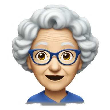 smart granny witch with glasses and blue hat  sticker