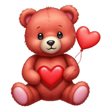 light red cute teddy bear sending hearts and love sticker