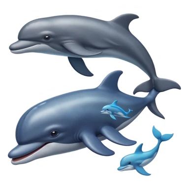 une baleine avec un dauohin en dessous sticker