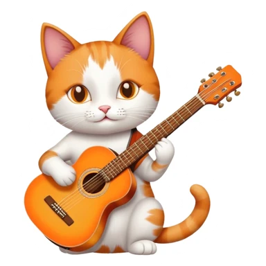 Cat holding guitar sticker