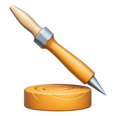 icon for Sculpting with sculpting tools, unfinished sculpture on a textured surface, minimalistic style, clean lines, transparent background. sticker