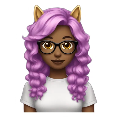 girl with cat ears, unicorn hair and dark glasess sticker