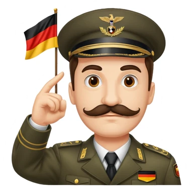 man with mustache saluting the flag of Germany  sticker