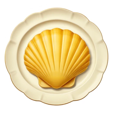 butter in the shape of a shell on a white vintage plate sticker