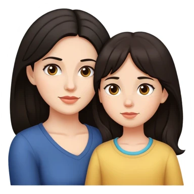 Mommy and daughter dark hair sticker