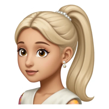 Ariana grande with a pony tail and pearl earrings  sticker