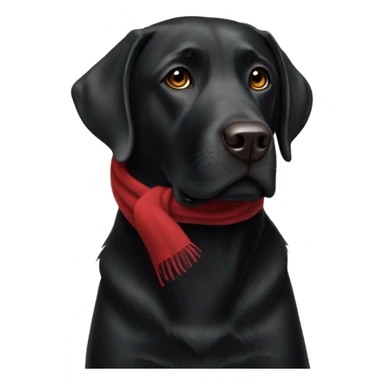 Black Labrador with a red scarf sticker