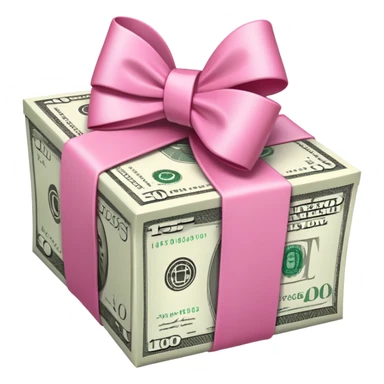 money wrapped with a pink bow sticker