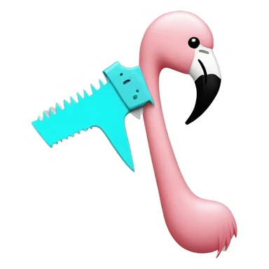 A saw with a flamingo head in baby blue sticker