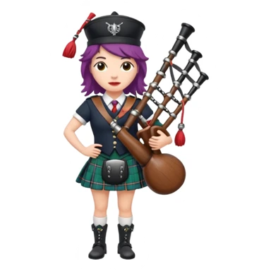 A Scottish styled vagina with legs and a face carrying bagpipes sticker