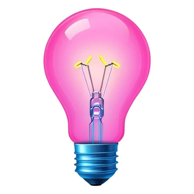 neon lightbulb glowing blue and pink with soft glossy highlight and modern minimal shape sticker