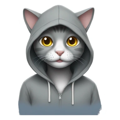 Gray cat wearing a hoodie  sticker