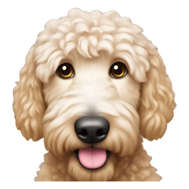 A golden doodle with pink nose and white fur sticker