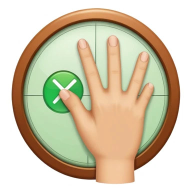 A cartoon hand with finger checking off a green checkbox inside a circular progress tracker that is partially filled, symbolizing completed tasks and progress visualization sticker