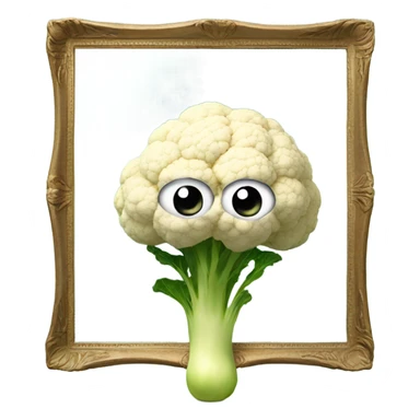 cauliflower looks into the mirror with big eyes sticker