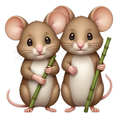 cute mice holding bamboo sticks sticker