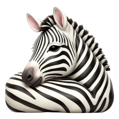 Meme-Worthy Cute Sleeping Zebra Portrait Emoji, Head resting peacefully with a contented smile, showcasing a lean, graceful build and a luxuriously soft striped fur, a refined, equine head with a long snout and alert ears, and eyes shut in a serene, restful nap, Simplified yet hilariously adorable features, highly detailed, glowing with a soft, drowsy light, high shine, relaxed and utterly lovable, stylized with an air of playful laziness, bright and heartwarming, soft glowing outline, capturing the essence of a comically sleepy zebra that feels like it could instantly become the next viral sensation of adorable slumber! sticker