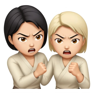 two asian women punching and attacking each other sticker