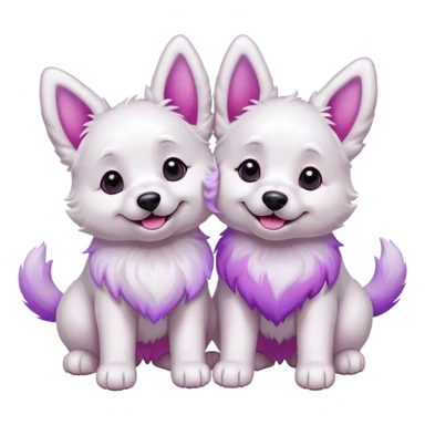 two white dogs with pink and purple dyed ears and paws sticker