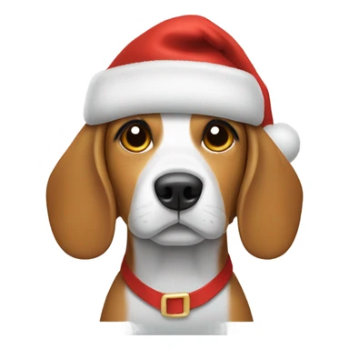 Beagle wearing a Santa hat sticker