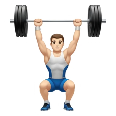 Emblem representing weightlifting, featuring a powerful lifter holding a barbell overhead, with weights clearly visible. The design focuses on strength and technique, symbolizing the discipline and precision of heavy lifting. sticker