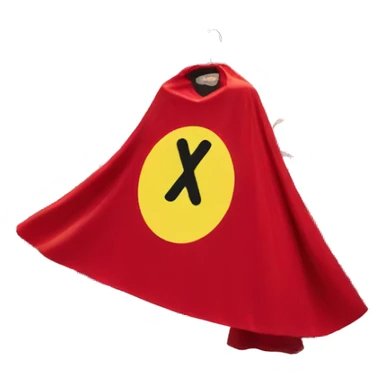 red superhero cape on a dummy sticker