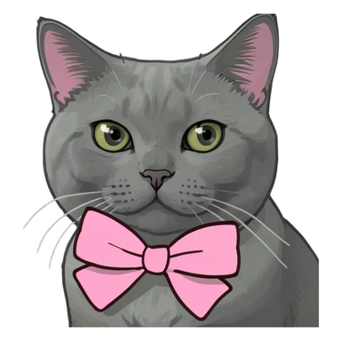 British blue cat with a pink bow sticker