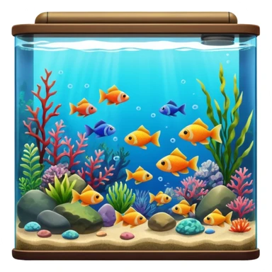 A big bulky long rectangular fish tank with lots of aquatic life in it  sticker