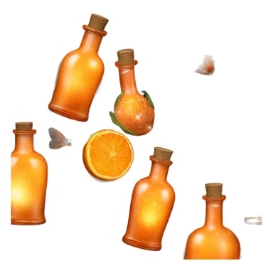 Orange magic fairy light sparkling old Antique bottle with poison and with herbal and flowers sticker