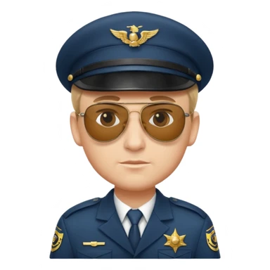 Officer with peaked cap + aviator sticker