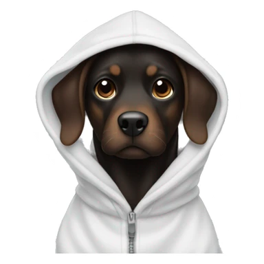 Black and brown dog wearing a hoodie in refrigerator sticker