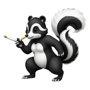 skunk smoking a cigarette chasing a bear sticker