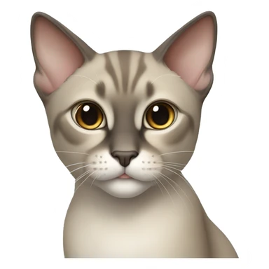 Thai breed cat with a light cream-brown body, dark gray face, ears, and paws. Short fur, sharp ears, and striking light blue eyes with an intense gaze. sticker