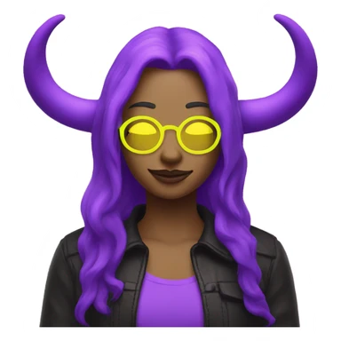 neon purple horns and neon yellow halo sticker
