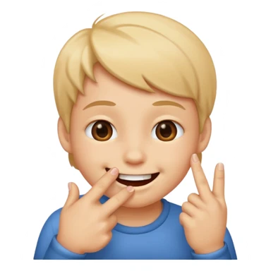 Shy smiley face bitting one finger sticker