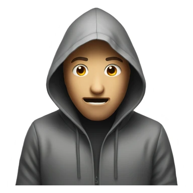 hooded male portrait closeup gasping sticker