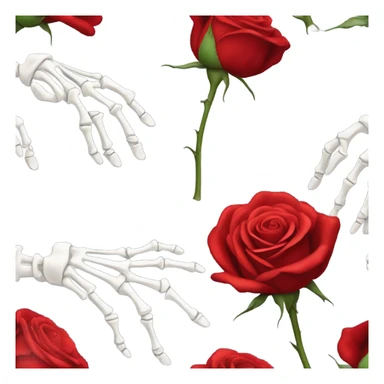 Skeleton hand holding a red rose sticker