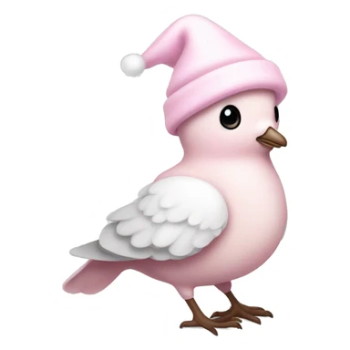 light pink beautiful magestic dove wearing light pink and white christmas hat  sticker