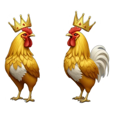 proud and howling golden rooster with a crown on its head sticker