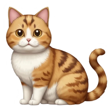full body torbie and white cat with small head and short but chubby body sticker